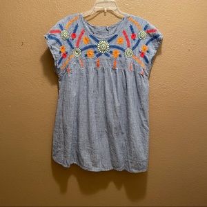 Beautiful Blue Embroidered Top